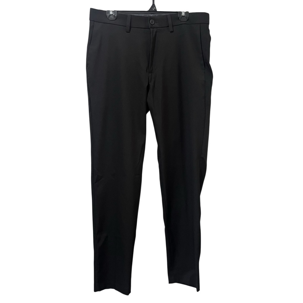 Haggar Cool Right Performance Flex Pants Mens 34x32 Black Straight Flat Leg Golf - Picture 1 of 9